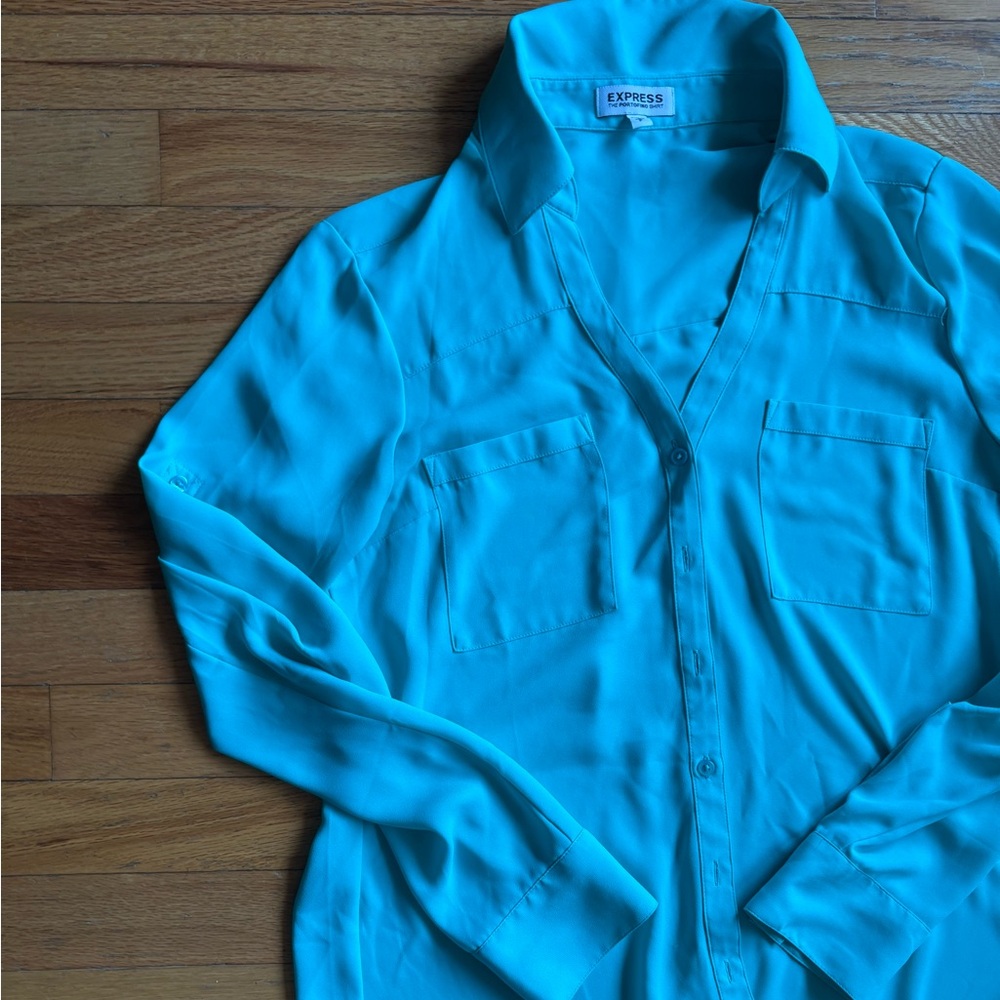 Express Turquoise Button Down Shirt Small